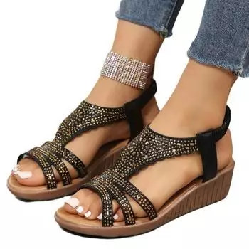 Women Flat Sandals 2024 Leather Rome Style High Quality Summer Ladies Shoes Buckle Strap Breathable Sandals Zapatos Mujer 36 золотой