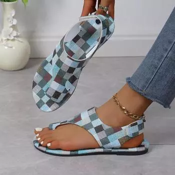 Women Flat Sandals 2024 Summer Shoes Hemp Rope Set Foot Beach Sandals Outdoor All-match Casual Slippers Plus Size Women Sandals 36 синий