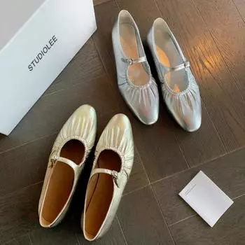 Женские плоские серебристые туфли Мэри Джейн Женская дизайнерская мода Элегантные туфли с неглубоким вырезом и пряжкой Женские туфли на толстом каблуке Комфортные туфли для платья Серебристые туфли 34 бежевый