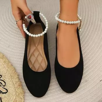 Women Flats 2024 New Spring Autumn Walking Round Top Loafers Shoes Solid Color Outdoor Shallow Comfortable Lolita Shoes Sneakers 36 чёрный