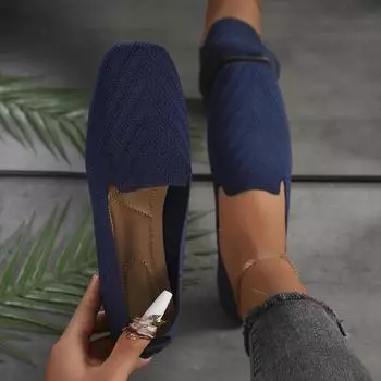 Женские туфли на плоской подошве 2024 года, новые мокасины с квадратным носком из сетки, мягкие трикотажные балетки для женщин, повседневные кроссовки на плоской подошве для женщин 36 бежевый