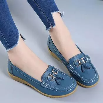 Women Flats Ballet Shoes Ballerina Ladies Casual Shoes Leather Breathable Moccasins Women’s Boat White Flats Shoes Women 35 темно-синий