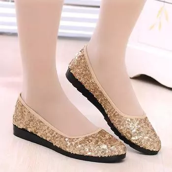 Женские туфли на плоской подошве Bling Slip on Туфли на низком каблуке Женские туфли Crystal Boat Shoes Острый нос Женские туфли на плоской подошве Zapatos Mujer fgb45 35 золотой