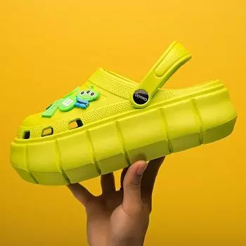 Женские тапочки на плоской подошве, летние новые босоножки на платформе 2024 года, дизайнерские повседневные шлепанцы, женская обувь, модные туфли с открытой пяткой Mujer Zapatos 36 зелёный