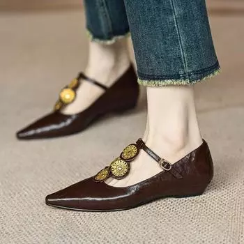 Женские туфли на плоской подошве, роскошные дизайнерские римские кроссовки, женские элегантные туфли на плоской подошве для женщин, новые модные прогулочные туфли с острым носком 35 чёрный