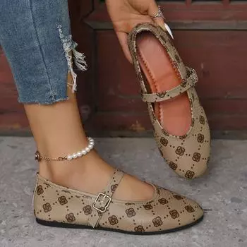 Women Flats New Summer Fashion Soft-soled Flat Shoes Retro Round Head Shoes for Women Print Elegant Casual Daily Sneakers Women 36