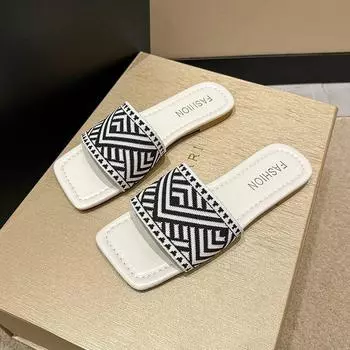 Women Flats Sandals 2024 New Comfy Round Open Toe Slip on Platform Shoes Luxury Designer Women s Fashion Summer Slippers 35( insole 22.5cm) бежевый