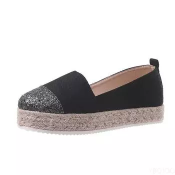 Women Flats Shoes Low Top Spring And Autumn Canvas Shoes Casual Straw Shoes High Quality Fashion Flats Loafers Single Shoes 35 бежевый