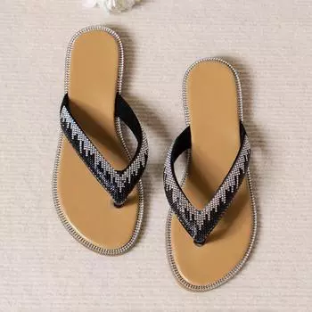 Women Flats Slippers 2024 Summer New Casual Flip Flops Comfortable Fashion Open Toe Sandals Slingback Beach Flat Slides Women 36 чёрный