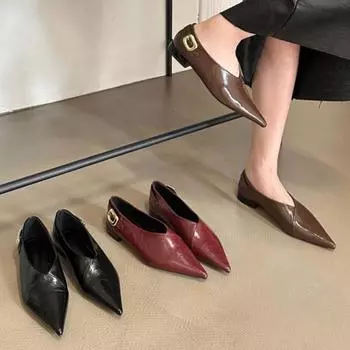 Женские туфли на плоской подошве весна-осень модные неглубокие туфли без застежек для женщин элегантные туфли-лоферы на плоской подошве для улицы обувь Zapatos De Mujer 35 чёрный