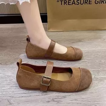 Women Flats Spring Shoes Autumn Suede Leather Breathable Moccasins Women Boat Shoes Soft Round Toe Slip on Ladies Flat Loafer 35 бежевый