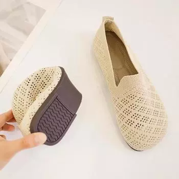 Women Flats Spring Summer Hollow-out Loafers Shoes Flat Heel Square Toe Casual Shoes 2024 Mary Jane Shoes 35 хаки