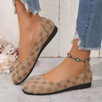 Women Flats Summer Fashion New Soft-soled Flat Sneakers Retro Print Elegant Casual Loafers Women Large Size Daily Women Shoes 36 шампанского