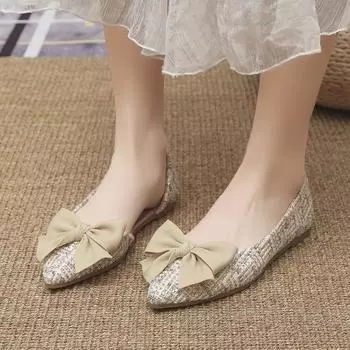 Женские балетки с шелковым бантом, высококачественные балетки для девочек, повседневная обувь на лето и весну, мягкие туфли-лодочки Мэри Джейн 35