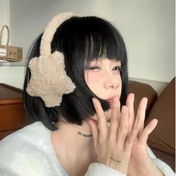 Women Fluffy Lovely Earmuffs Autumn Winter Cold-proof Plush Keep Warm Earflap Fashion Versatile Solid Color Irregular Earcap