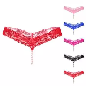 Женские стринги из искусственного жемчуга, прозрачные