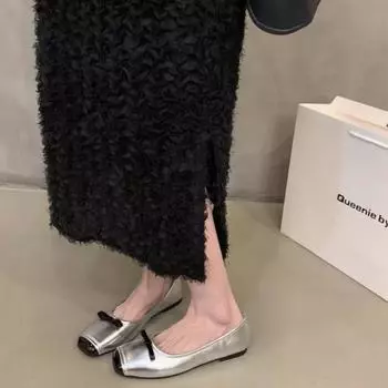 Женские нежные балетки с бантом на плоской подошве, корейская мода, ретро, элегантные туфли-лодочки с круглым носком, осенние туфли-лоферы, повседневная обувь 35 серебряный