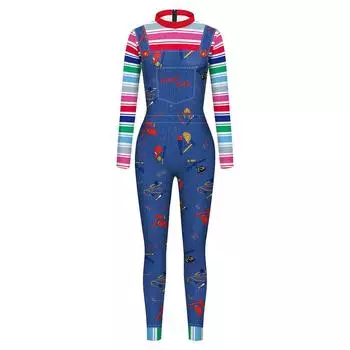 Women Ghost Cartoon Anime Halloween Cosplay Costume Adult Stage Show Party Performance Dress Up Jumpsuit Digital Printing Outfit S