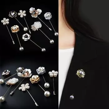 Женская мода для девочек брошь воротник булавка жемчуг корейская камелия ювелирные изделия цветок ретро свитер аксессуары
