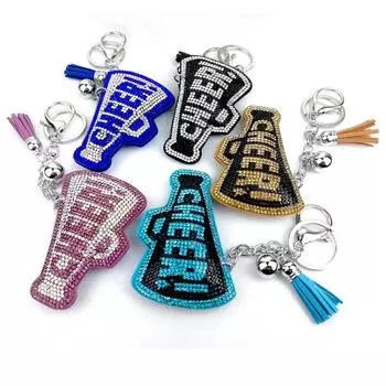 Women Girls Rhinestone Chic Keychains Rings Holders Bag Decoration Pendant Cool Keychain Ornament Fashion Accessories красный