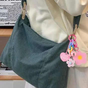 Women Girls Simulated Flower Bag Pendants Acrylic Creative Cartoon Ornament Keychain Alloy Small Bell Dopamine 5 Colors