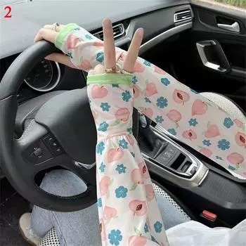 Women Girls Sun Protection Ice Silk Long Gloves Anti-UV Arm Sleeves Arm Covers Sunscreen Sleeves 2