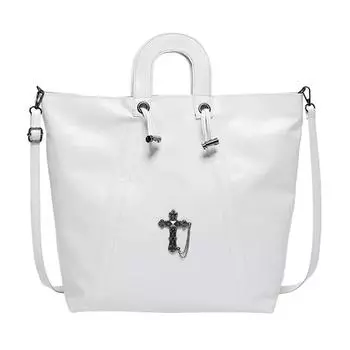 Women Gothic Shoulder Bag PU Leather Drawstring Fashion Crossbody Bag Adjustable Strap Simple Satchel Bag Female Travel Bag Black чёрный