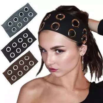 Women Hair Band Hollow Design Metal Elements Soft Breathable Hair Rope Sports Yoga Party Women Hair Accessories кофейный