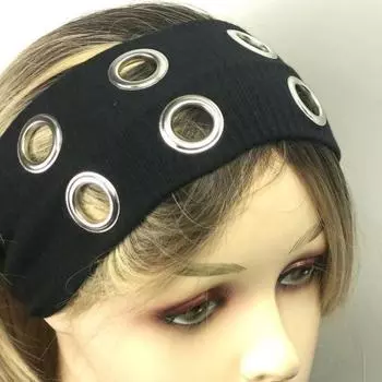 Women Hair Band Hollow Design Metal Elements Soft Breathable Hair Rope Sports Yoga чёрный