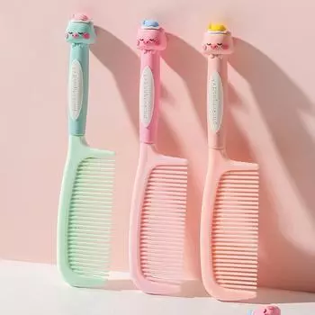 Women Hairdressing Comb Student Hair Smoothing Comb Girl Heart Cute Cartoon Piglet Handle Hair Comb For Children S Home Use розовый