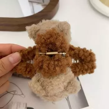 Women Hairpin Plush Girls Bear Hair Claw Hair Accessories Crab Clip Korean Style Hair Clip хаки
