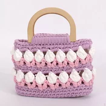 Women Handbag Crochet Bag with Handle Handheld Fairy Stylish Large Capacity Purse Small for Purple
