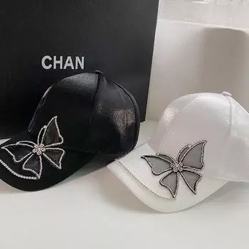Женские шляпы Бейсболка Кепка-хвост Кепки для женщин Модные бейсболки для спорта на открытом воздухе Кепка-бабочка со стразами Кепка от солнца Дизайнерская шляпа Adjustable белый