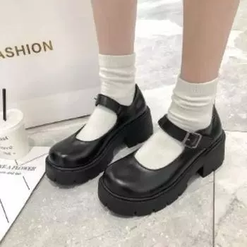 Women Heels Japanese Lolita Shoes Mary Janes Platform High Heels Women Vintage Students Uniform High Heel Pumps Cosplay Shoes 34