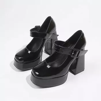Женские ботильоны на высоком каблуке, осенний дизайн, туфли на платформе с чувством темперамента, квадратная головка, сексуальные кожаные ботинки в стиле колледжа 34