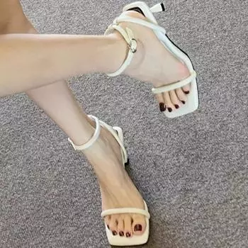 Women High Heel Sandals Summer Casual Female Woman Square Heel Open Toe Strap Wedge Shoe 2025 New Elegant heels 35