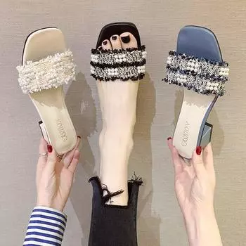 Women High Heel Sandals Summer New Fashion Rubber Black Indoor Home Crystal Rhinestone Women Off White Strap Heel Sandals 34 бежевый