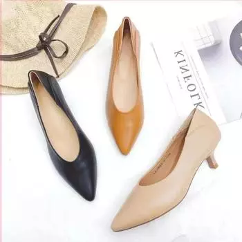 Women High Heels Summer Shoes for Women Pointed Toe Shallow Pumps Woman Office Outdoor Shoes Mary Jane Shoes Zapatos De Mujer 35 абрикосовый