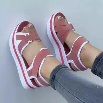 Women High Sandals Light Wedge Shoes Stretchy Fabric Women Sandals Size 43 Summer Beach Slipper with Platform Sandalias De Mujer 35 чёрный