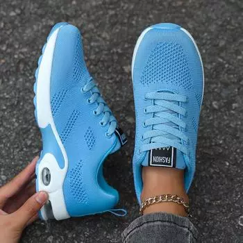 Women Hiking Shoes Platform Casual Lace Up Sneakers Flat Bottomed Mesh Breathable Running Thick Sole Autumn Sneakers Tenis Shoes 36 чёрный