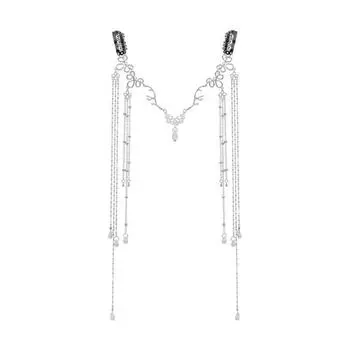 Women Hollow Waterdrop Bridal Girls Rhinestones Crystal Barrette Bead Hair Clips Tassel Hairpin