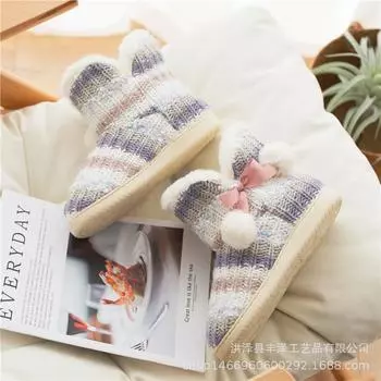 Women home Slippers 2024 Winter Hot sales Warm Plush Female Casual Soft Non-slip Indoor Flat Cozy Home Shoes women for boots 35-36 бежевый