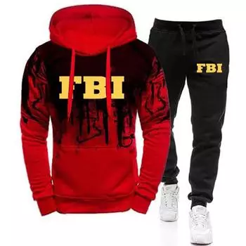 Women Hoodie Set FBI Spring and Autumn Printing Sweatpants Hoodie Sportwear Gradient Comfortable Hoodies Tracksuit 2 Pieces Suits S