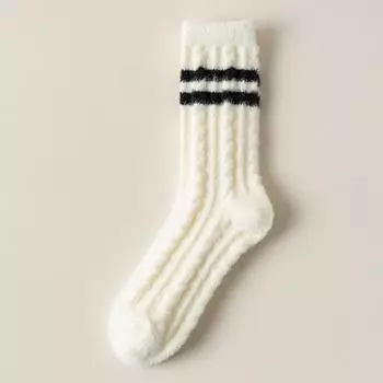 Women In Autumn and Winter Add Velvet and Thick Floor Sleep Month Wool Tube Socks 1 pair