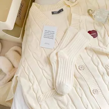 Women In Autumn and Winter Add Velvet and Thick Warm Yuezi Tube Floor Socks 1 pair