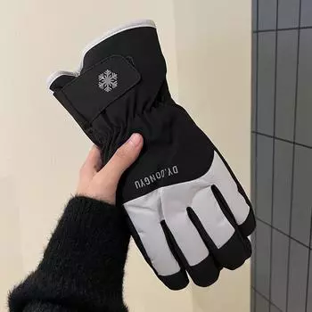 Women In Winter Riding Plus Velvet and Thickening To Keep Warm, Windproof, Coldproof and Waterproof with Touch Screen Five-finger Couple Style One size