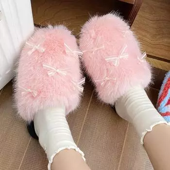 Women Indoor Slippers Autumn Winter New Plush Home Lazy Slippers Anti Slip Durable Fashion Warm Shoes for Women Slides Women 36-37 синий