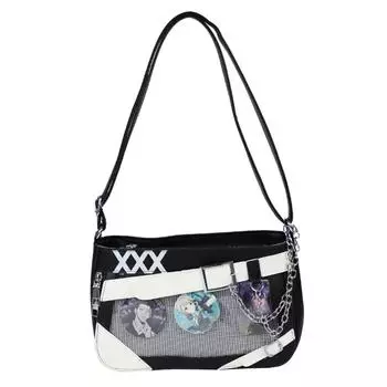 Women Ita Bag Clear Window Shoulder Bag PU Leather Cute Satchel Bag Color Matching Kawaii Pin Display Handbag School Preppy Bag белый