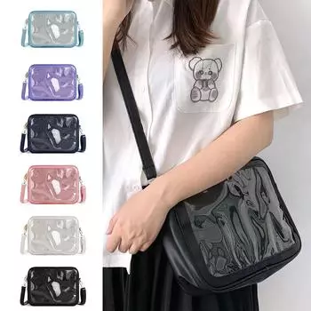 Women Ita Messenger Bag Ladies Japanese Style Shoulder Bag Girls Cute Transparent Crossbody Bag Student Uniform Bag чёрный