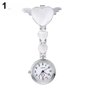 Women Lady Cute Love Heart Quartz Clip-on Nurse Pocket Watch AVE